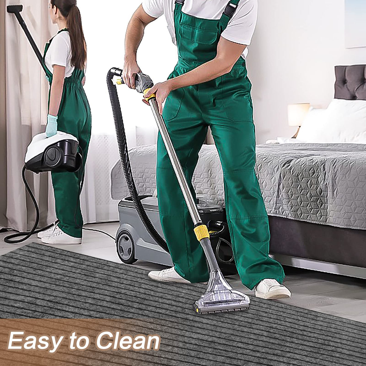 Heyroll stripe gray rug is easy to clean and quick to air dry
