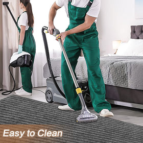 Heyroll stripe gray rug is easy to clean and quick to air dry