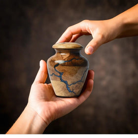 HEYTREND compact 5-by-4-inch urn ideal for small keepsake ashes.