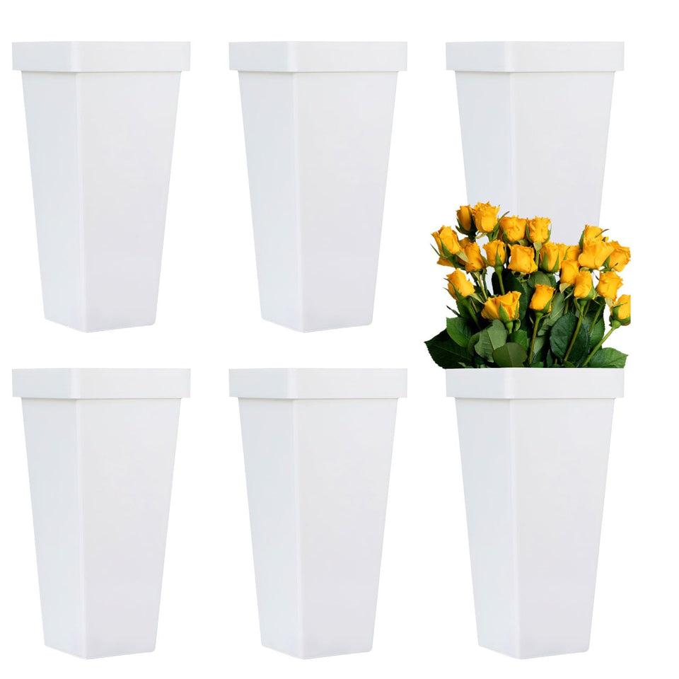 HFYZZ 6-pack flower buckets white top view showing stable centerpiece base.