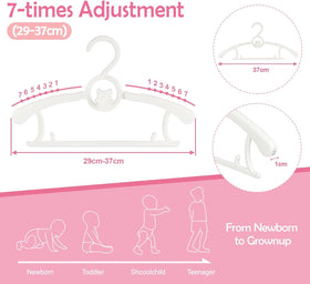 Adjustable infant hangers 11-14 inch for growing kids' wardrobes