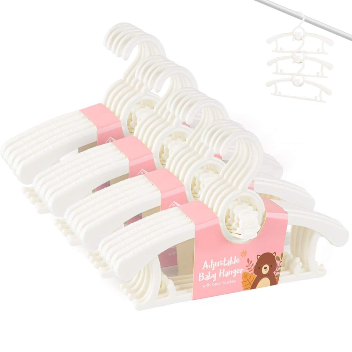 HGYZE 20-pack baby hangers in white for organized nursery closets