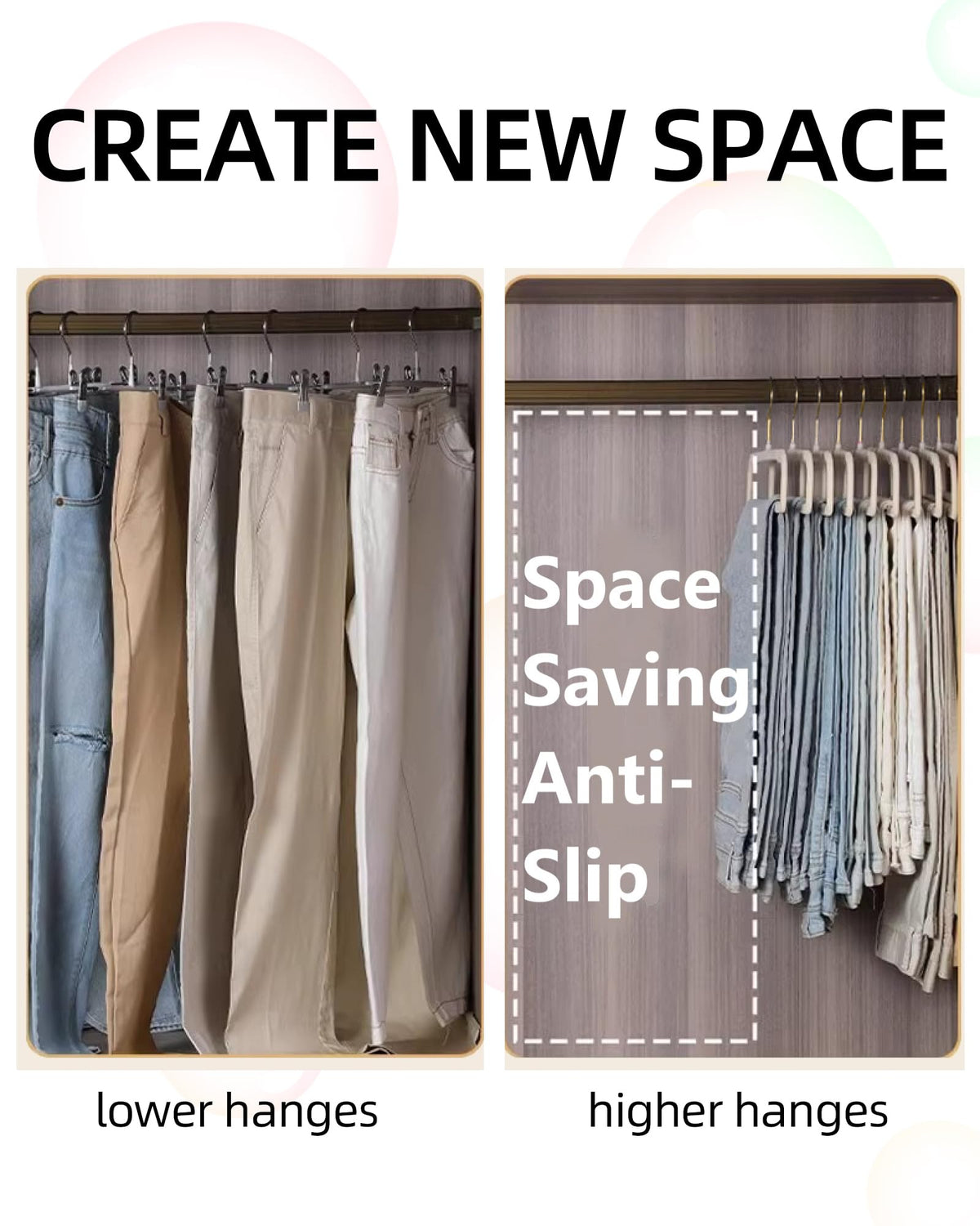HGYZE durable velvet bar and metal hook supports heavy pants.