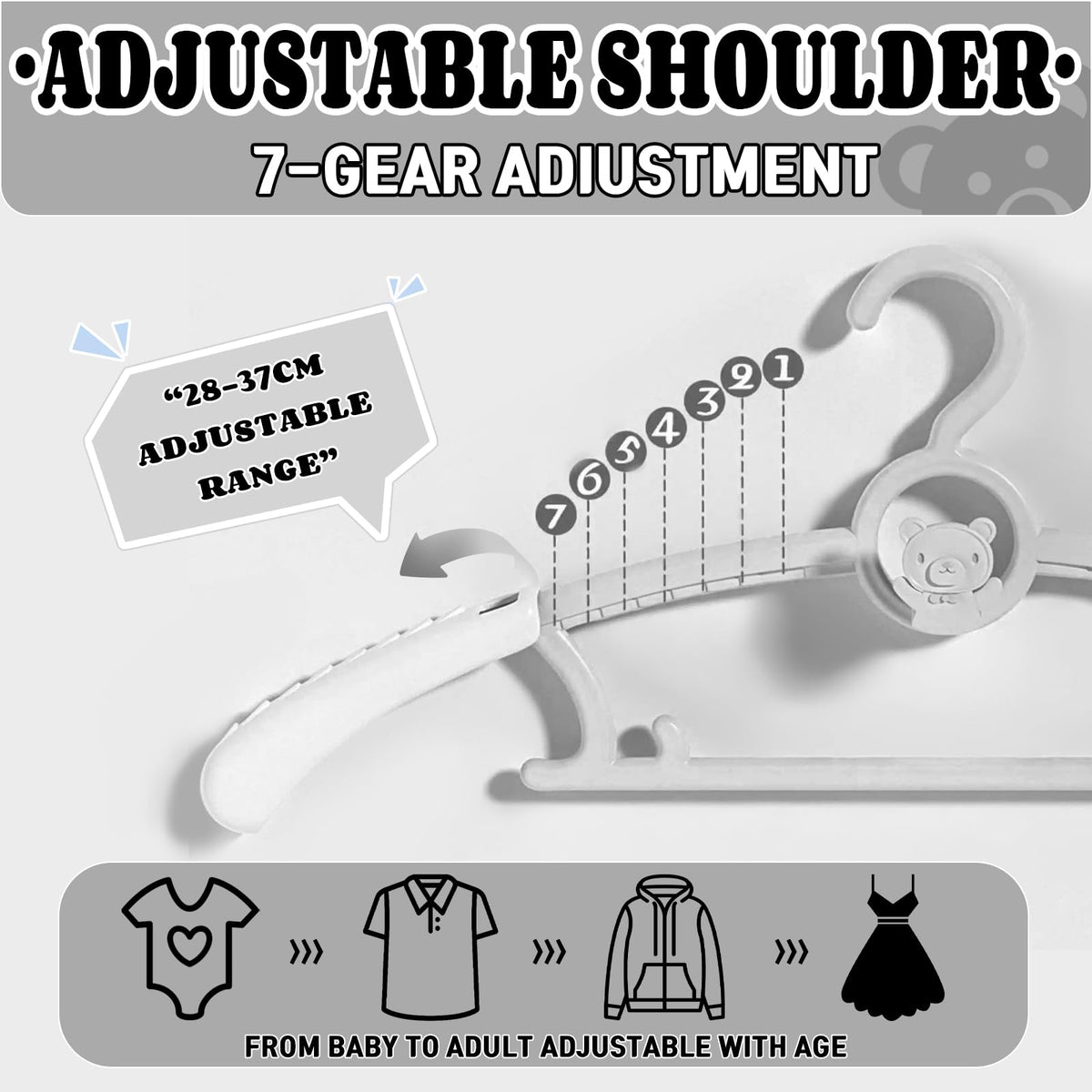 HGYZE extendable pants hanger adjusts from 28 cm to 36 cm