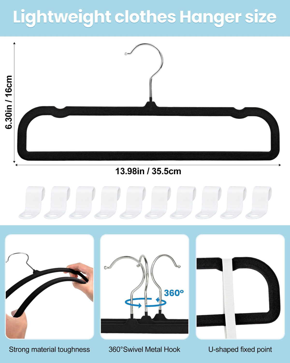 HGYZE velvet pants hanger with 360-degree swivel hook for easy access.