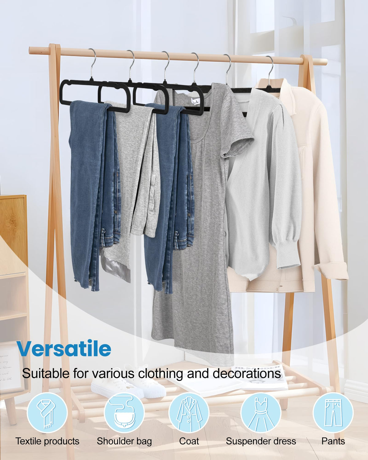 HGYZE versatile hanger for dresses, jeans, shorts, and more.