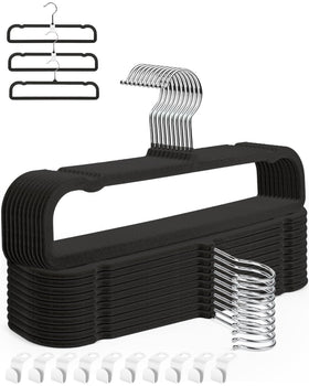 HGYZE velvet pants hanger with non-slip bar keeps pants secure.