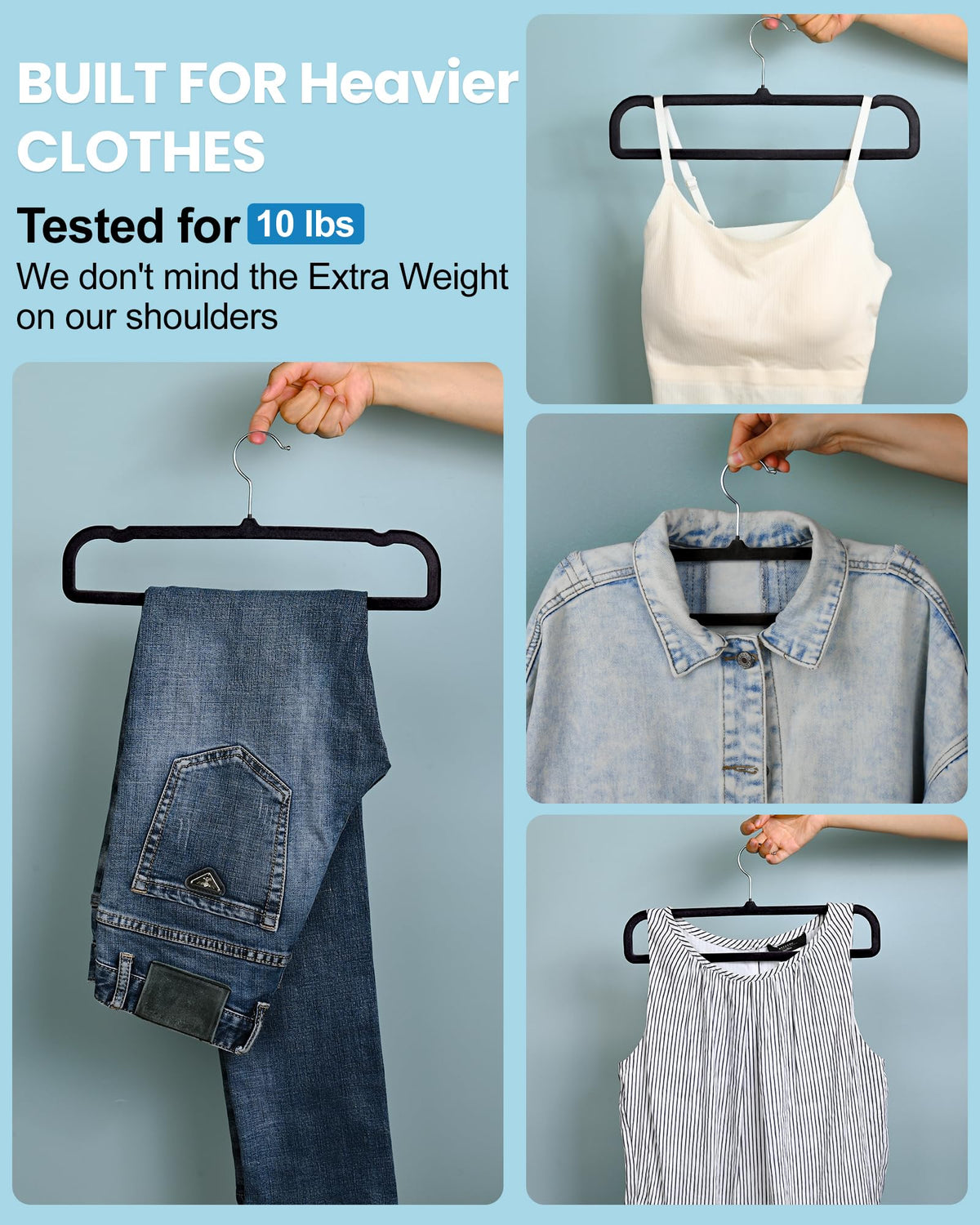 HGYZE velvet pants hanger shows a slim profile saving closet space.