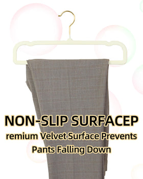 HGYZE white velvet hangers keep closet tidy and wrinkle-reduced for outfits.