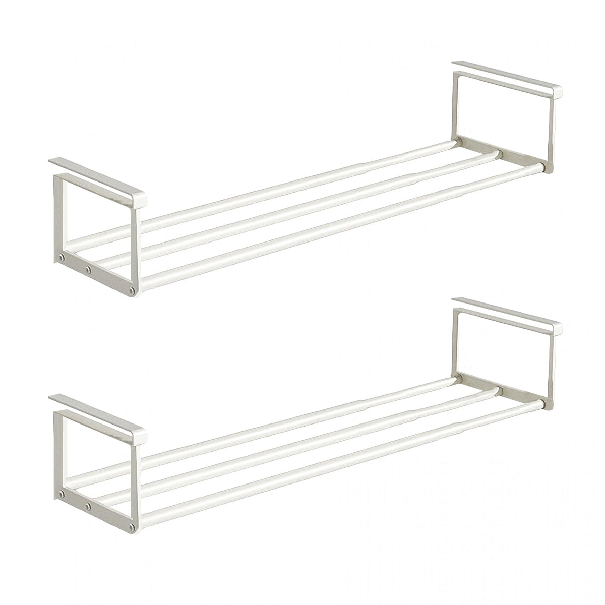HGZBS expandable shoe rack under cabinet in white, two-piece set for efficient storage.
