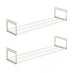 HGZBS expandable shoe rack under cabinet in white, two-piece set for efficient storage.