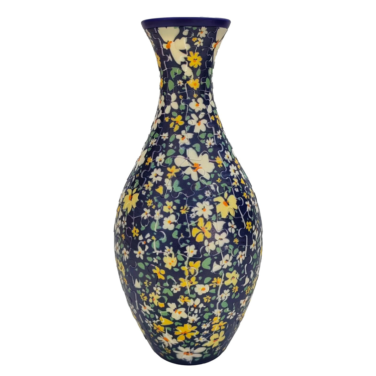 HHSME 3D Puzzle Vase assembled display with real flowers for elegant home decor.
