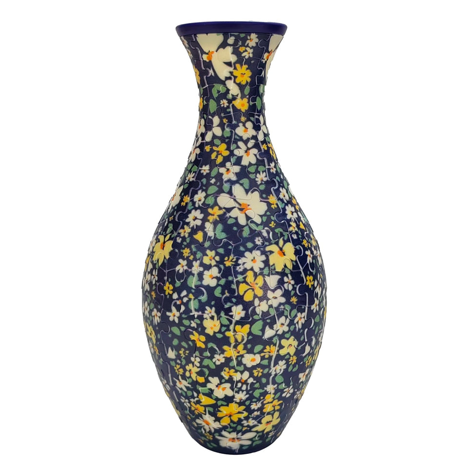 HHSME 3D Puzzle Vase assembled display with real flowers for elegant home decor.