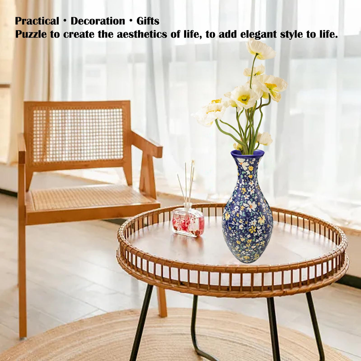 HHSME 3D Puzzle Vase stand and water column supports hydrated real or artificial blooms.