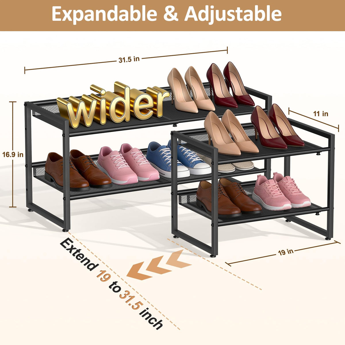HHOKEM built-in baffle protects wall and keeps shoes in place
