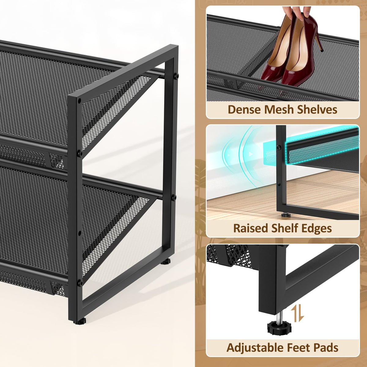 HHOKEM robust construction supports heavy shoes without wobble