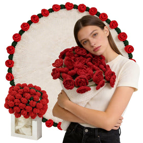 HHTTO crochet flower bouquet blanket in a rose round design for stylish home decor.