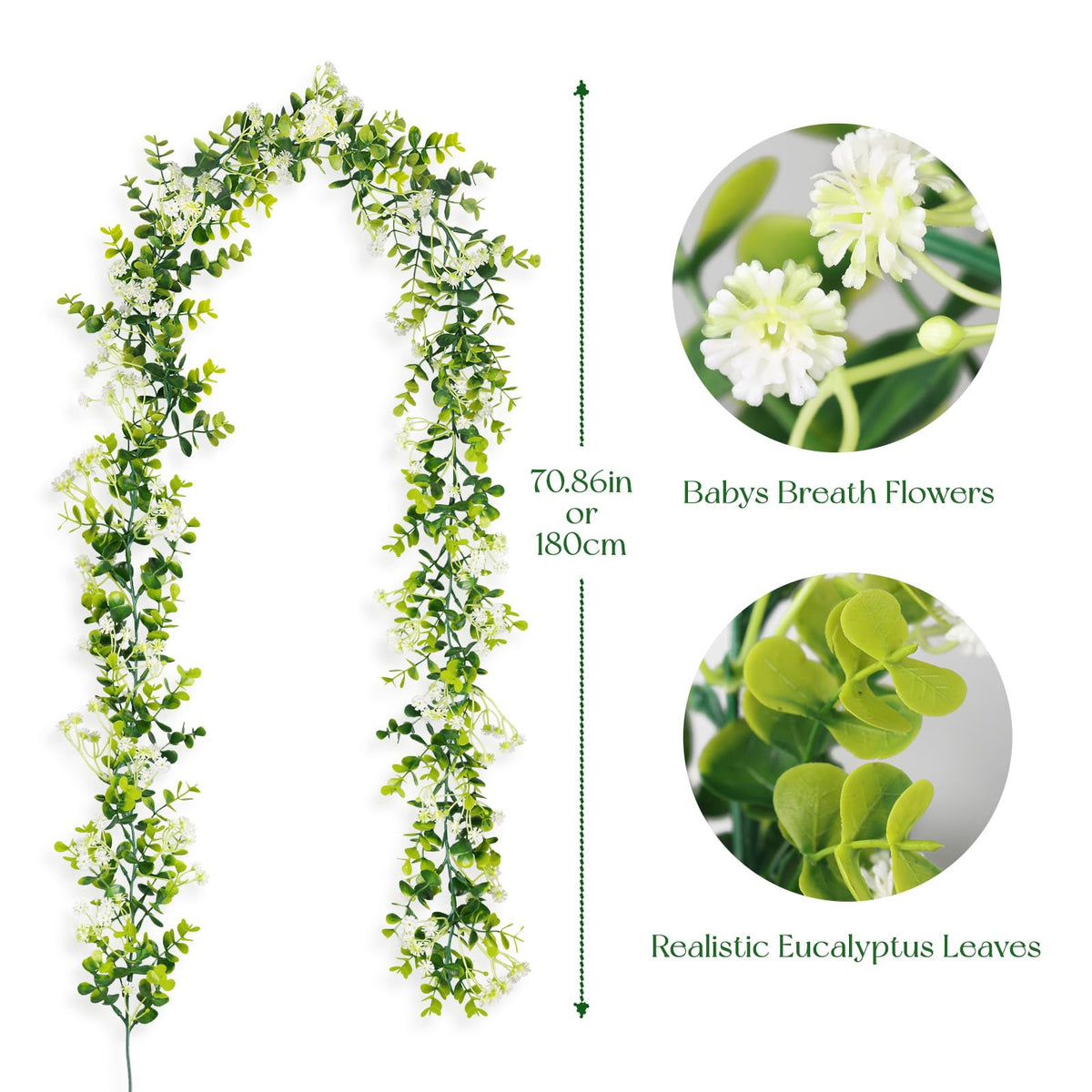 HIAGROW table decoration eucalyptus garland adds natural ambiance to dining.