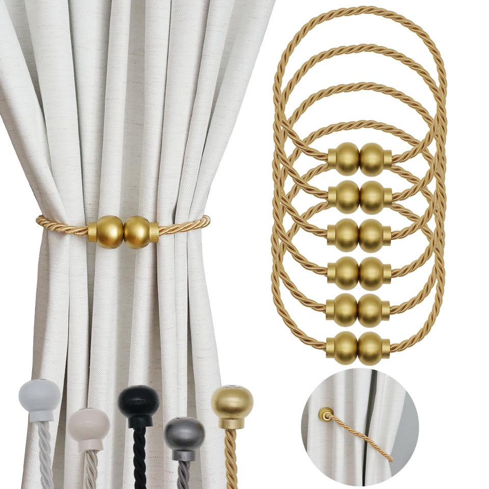 HIASTRA gold magnetic curtain tiebacks front view for stylish drapery