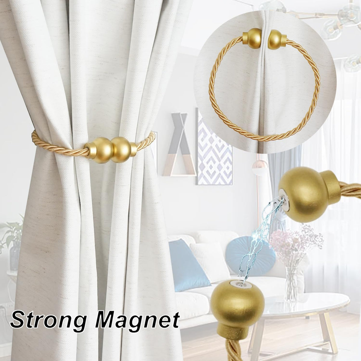 HIASTRA magnetic tiebacks close-up showing strong hold