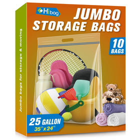 HIBAG 25 gallon jumbo storage bag with clear view for quick identification and organization.