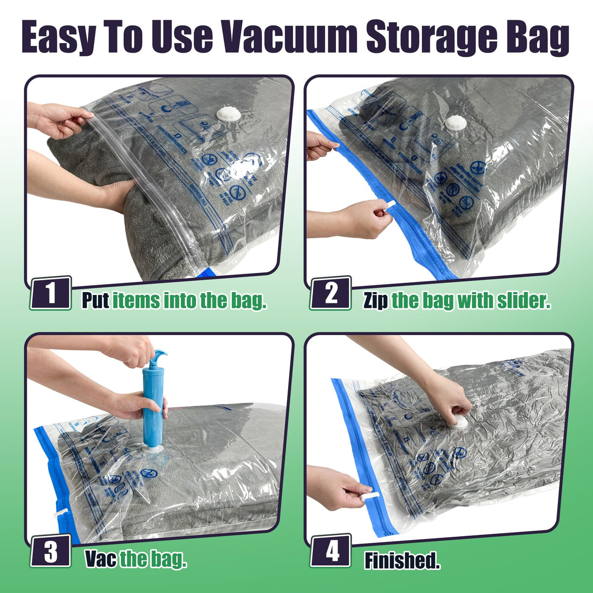 HIBAG rip-resistant PA+PE material guards against tears during storage.