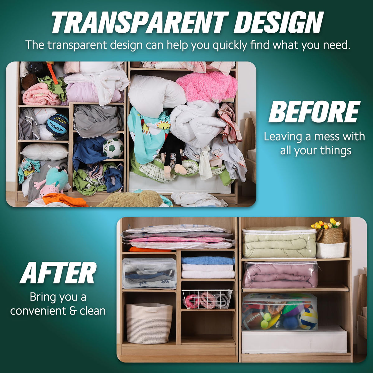 HIBAG semi-transparent design with breathable mesh helps keep stored garments ventilated.
