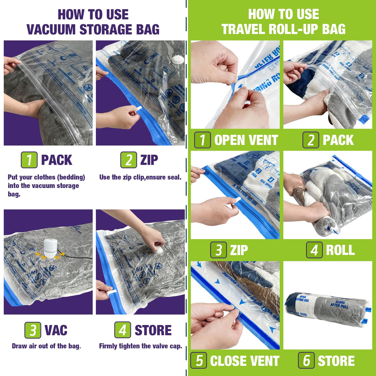 HIBAG travel space-saver bags ready for efficient luggage packing