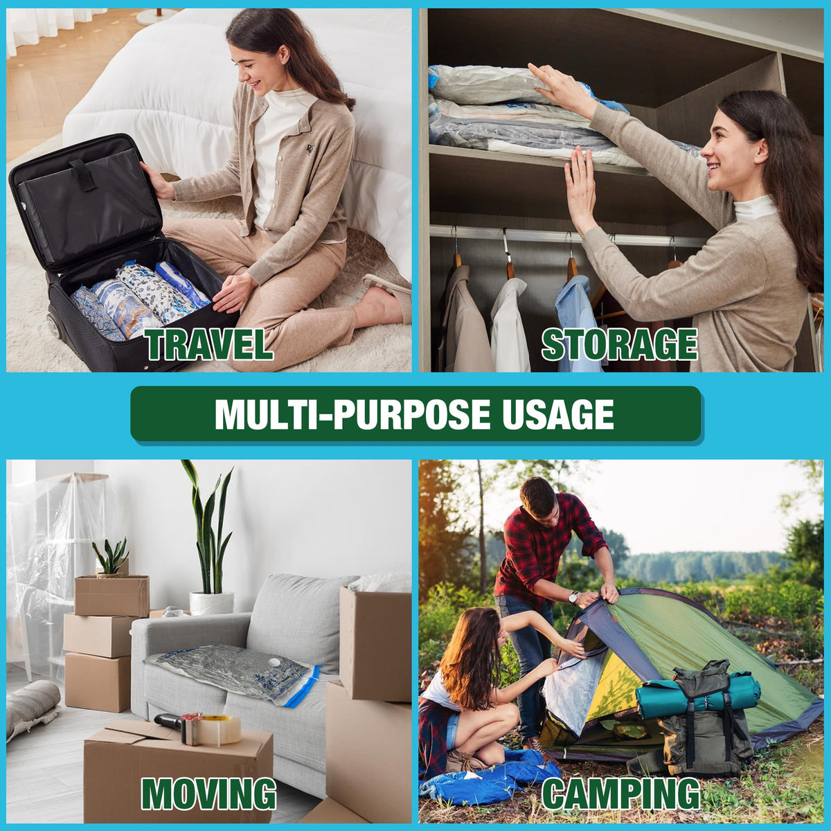 HIBAG vacuum bag protects contents from dust and moisture during storage.