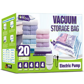 HIBAG electric-pump vacuum bags compress clothes quickly for space saving
