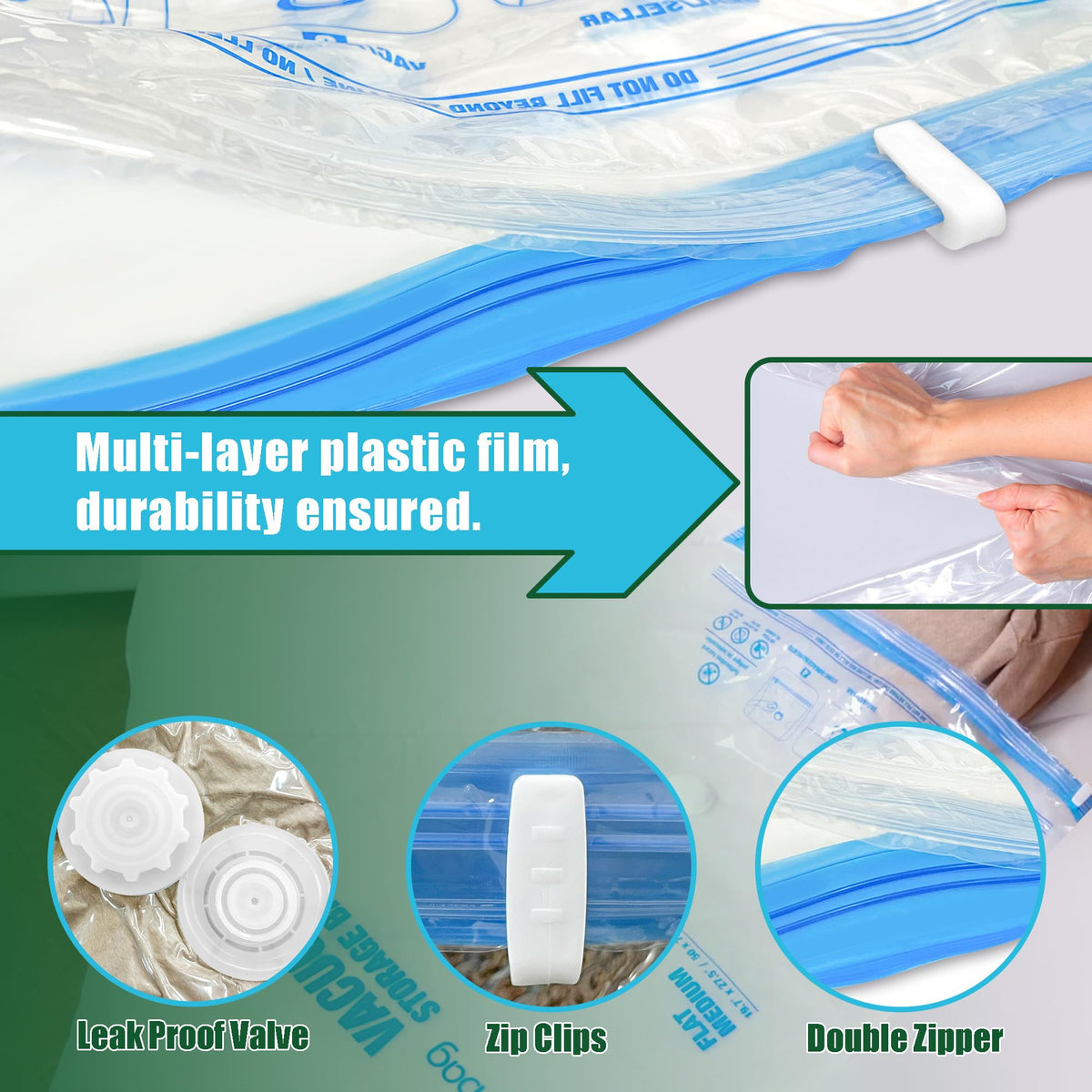 HIBAG durable PA+PE material ensures reusable, tear-resistant performance.