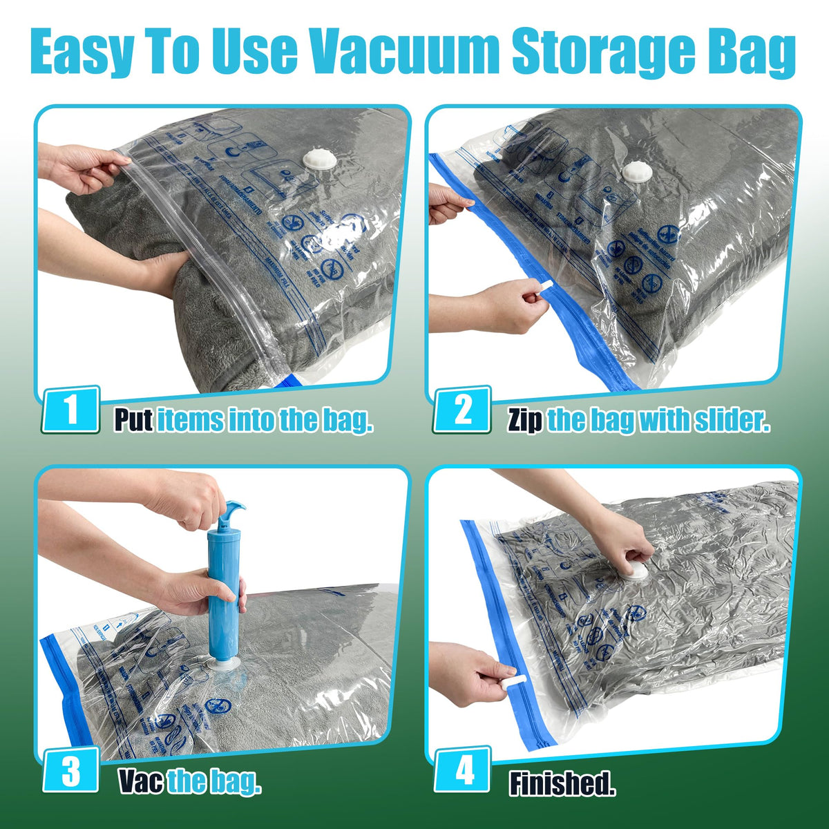 HIBAG set includes five jumbo and five large bags for organized clothing storage.