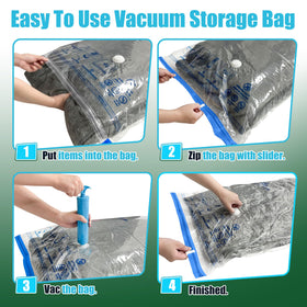 HIBAG set includes five jumbo and five large bags for organized clothing storage.