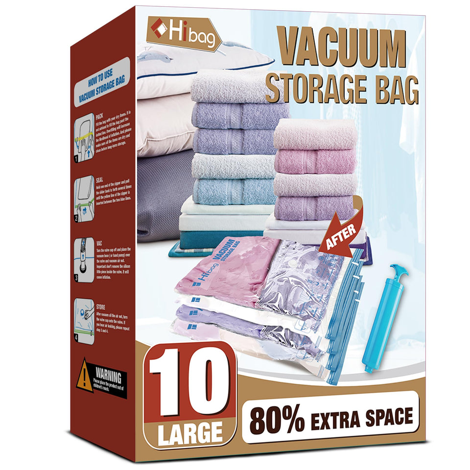 HIBAG vacuum storage bags for clothes provide an efficient closet space-saving solution.