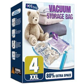 HIBAG XXL vacuum bag for bedding protects and compresses bulky blankets.