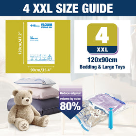 HIBAG XXL hand pump bag demonstrates easy air removal for efficient storage.
