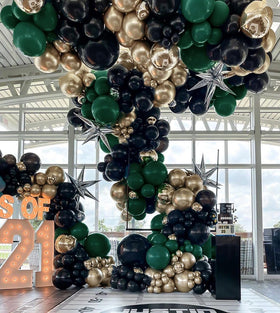 HIBAOpati double-stuffed hunter green balloons add rich color and depth.