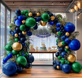 hibaopati navy-blue-gold balloons backdrop ideal for elegant weddings