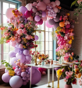 HIBAOpati purple pink balloon arch kit ready for quick, stunning party backdrop.