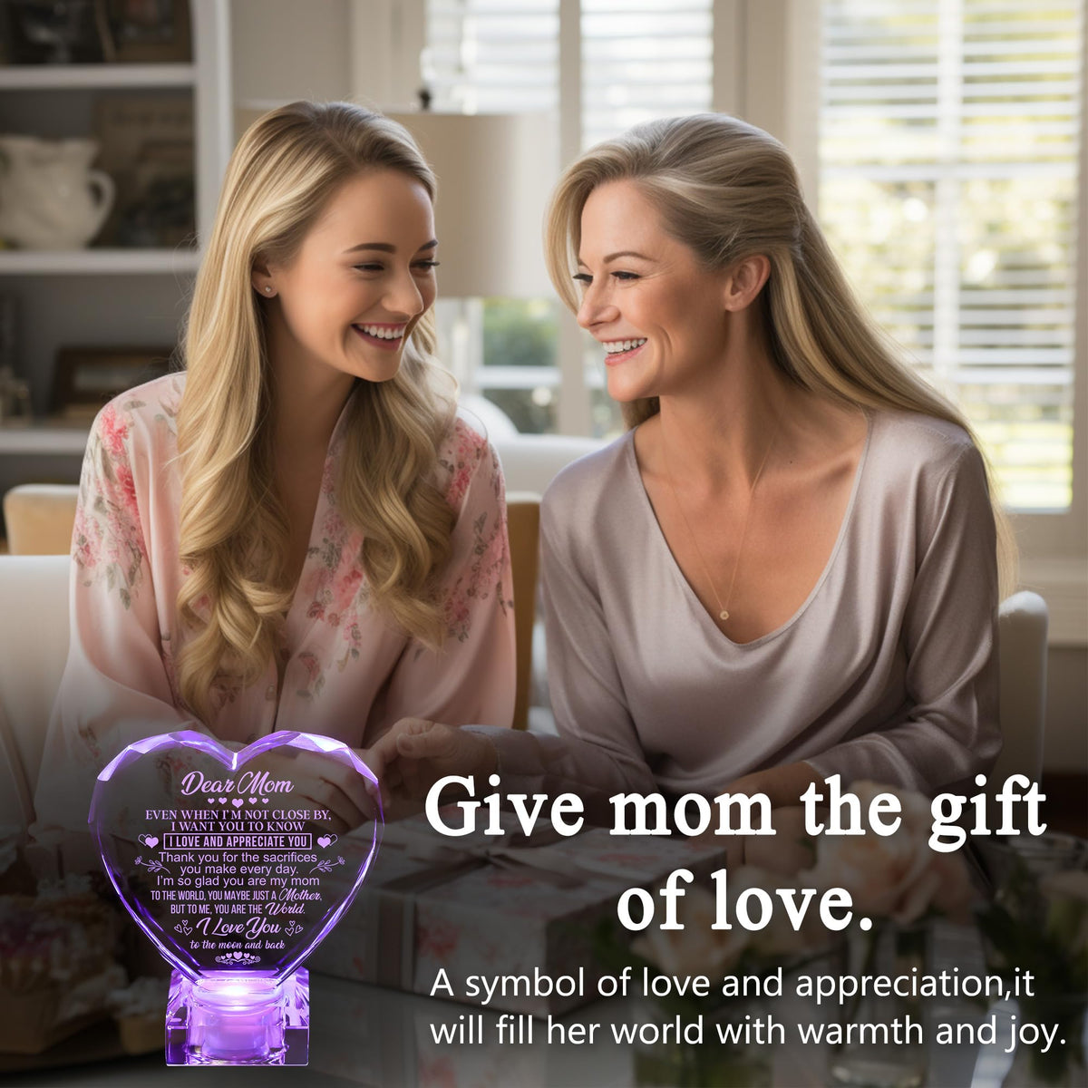 hibeauti gift-ready crystal heart box for mom on special occasions