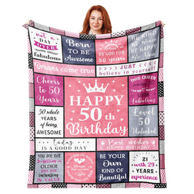 Hibolen 50th birthday blanket cover shows soft, cozy texture for relaxing evenings