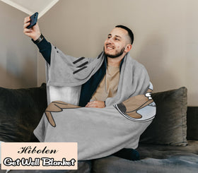 Hibolen Get Well Blanket draped over a bed for warmth