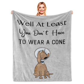Hibolen Get Well Blanket with cone joke on sofa for recovery comfort