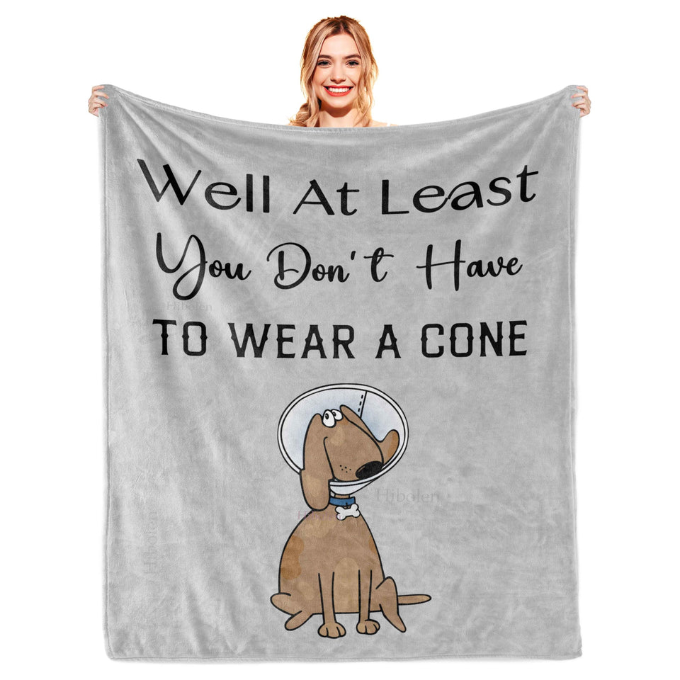 Hibolen Get Well Blanket with cone joke on sofa for recovery comfort