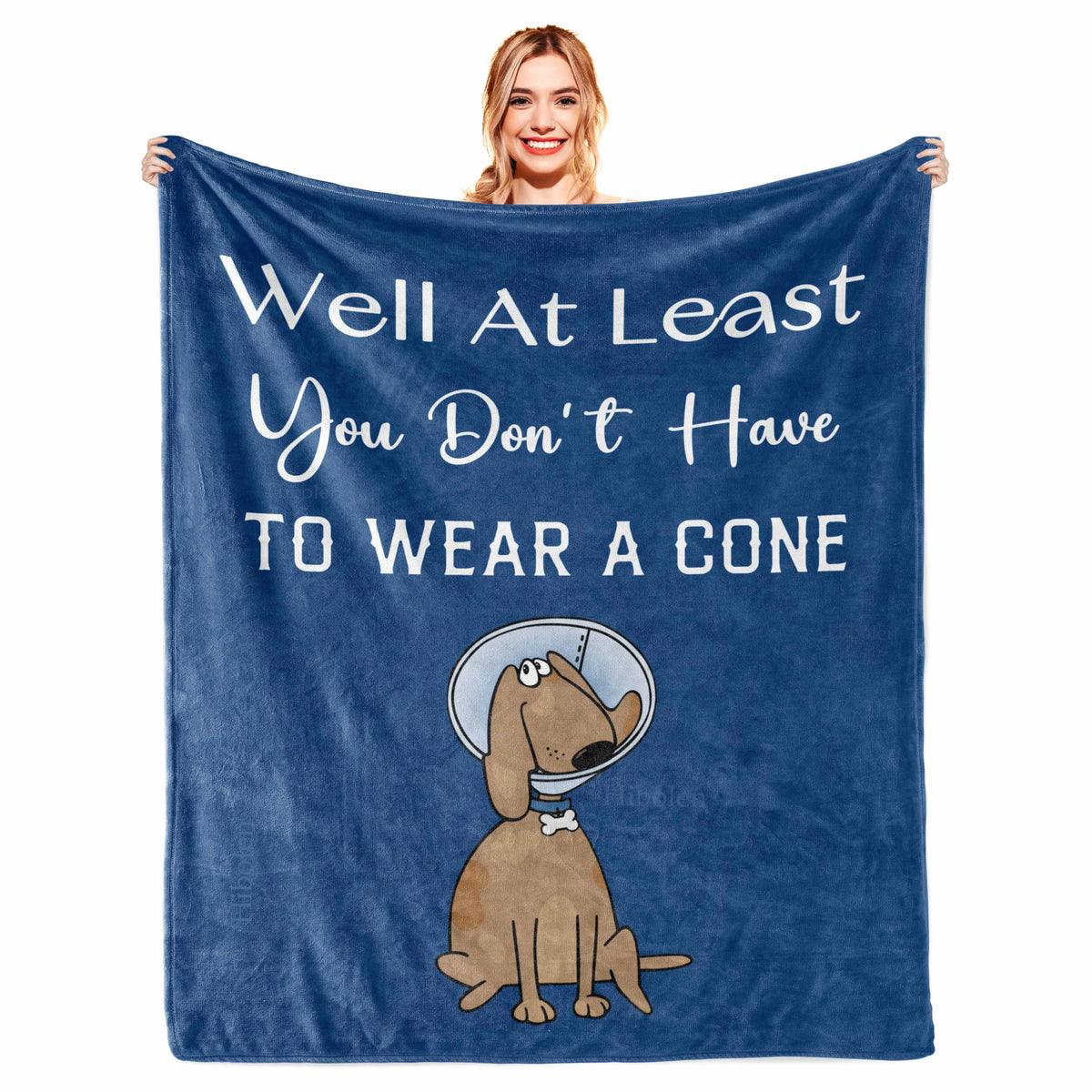 Hibolen get-well blanket with cone message offering cozy support.