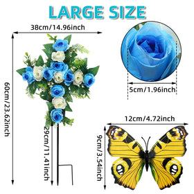 Hibsotco decorative green butterflies add lifelike detail to the cross.
