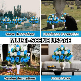 Hibsotco packaging includes two vases and sponges to secure arrangements against wind.