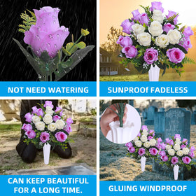 Hibsotco cemetery decor set packaging includes two bouquets and two vases