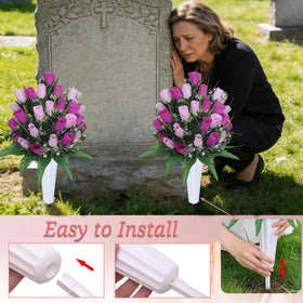 Hibsotco ground spikes anchor grave displays firmly in soil.
