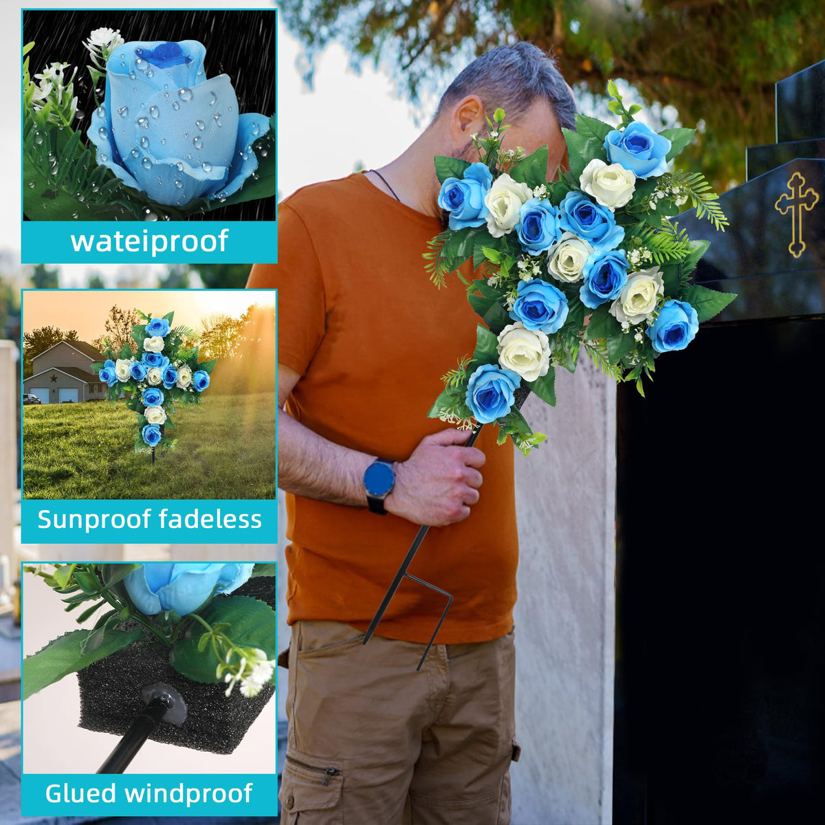 Hibsotco outdoor grave decor ideal for memorial holidays.
